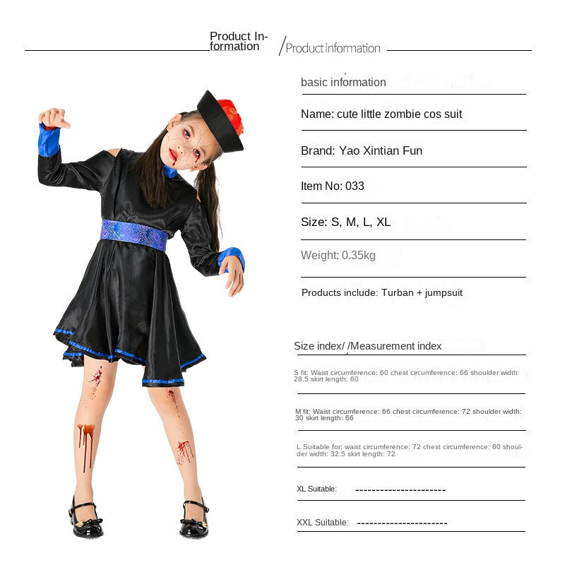 Zombie Costume Qing Dynasty Women's Clothing Halloween Costume Unisex Halloween Costume Ghost Festival Party Performance Costume