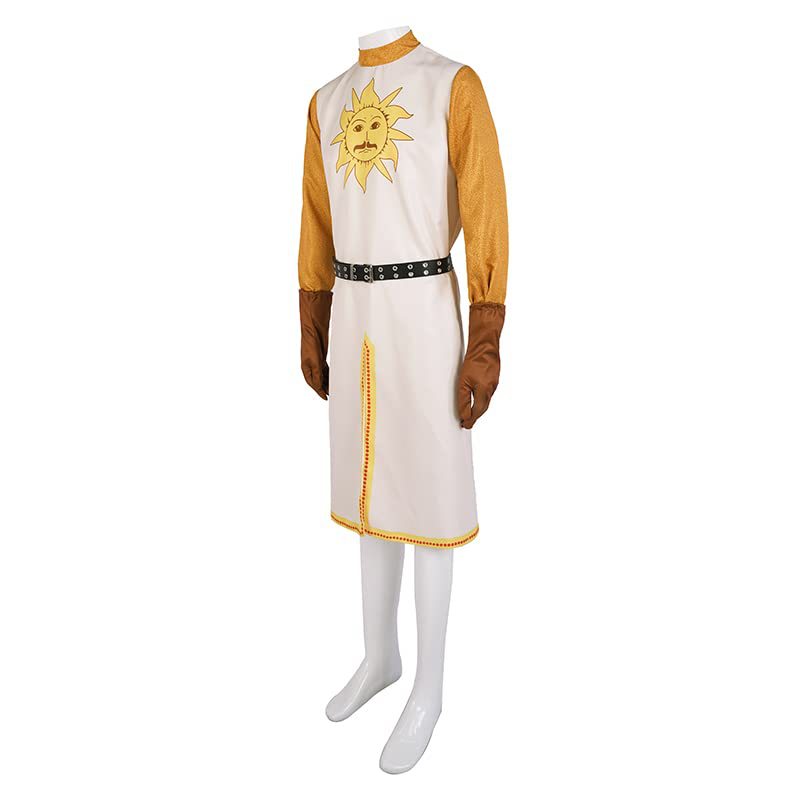 Monty Python Knight of the Round Table Cosplay Costume – White Sun Tabard, Gold Undershirt & Belt | XS–3XL