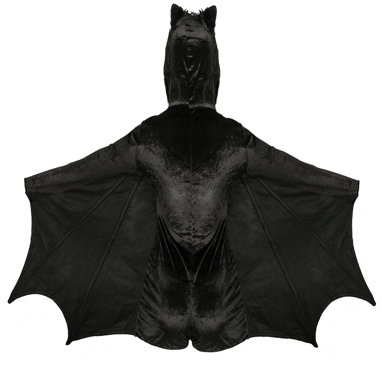 Women's Bat Halloween Costume – Batwing Zip Coat with Faux Fur Ear Hood | M–4XL