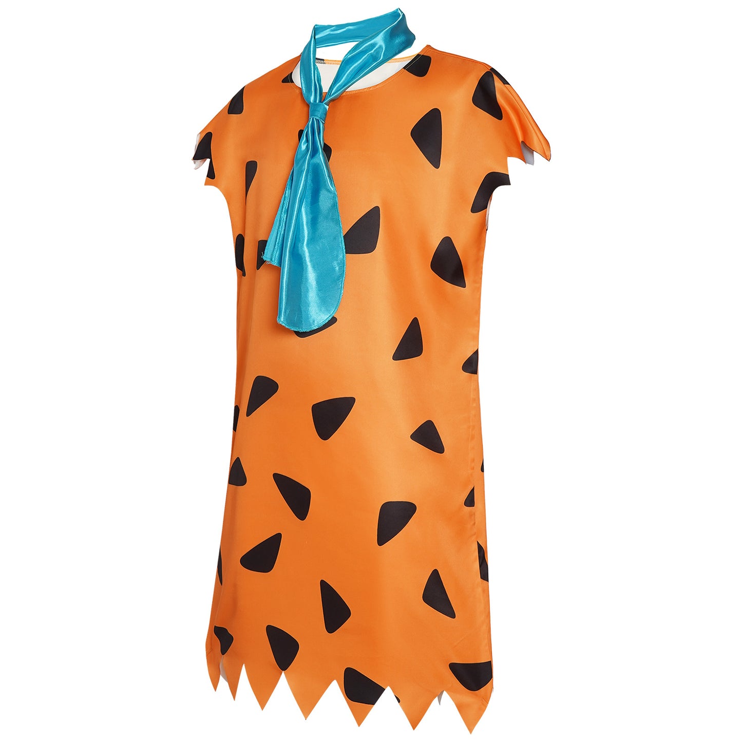Fred Flintstone Cosplay Costume – The Flintstones | Orange Spotted Tunic with Blue Tie | Adults & Kids