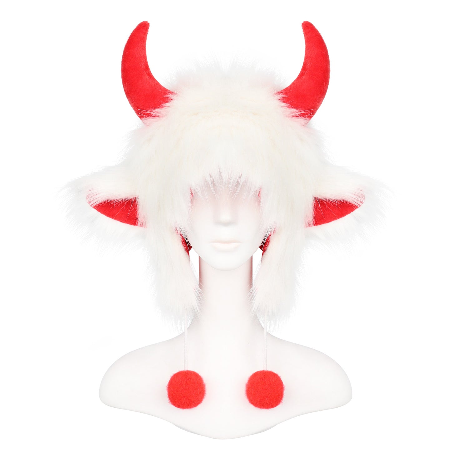 Halloween Funny Costume Black Hat with Horns Winter Warm Ear Protection Niuwang Hat