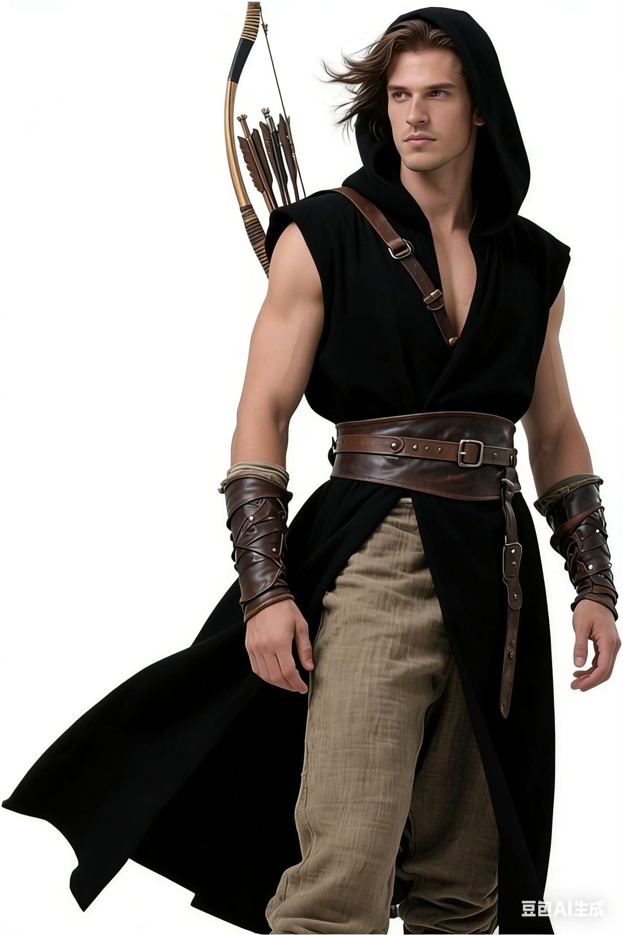 Medieval Sleeveless Cloak Renaissance Short Cape Men's Halloween LARP