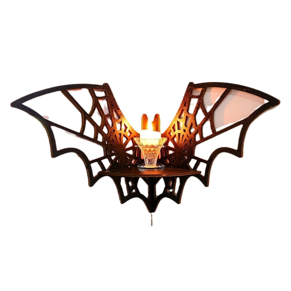 Wooden Bat Spider Web Right Angle Corner Shelf for Bedroom and Bathroom Storage Rack