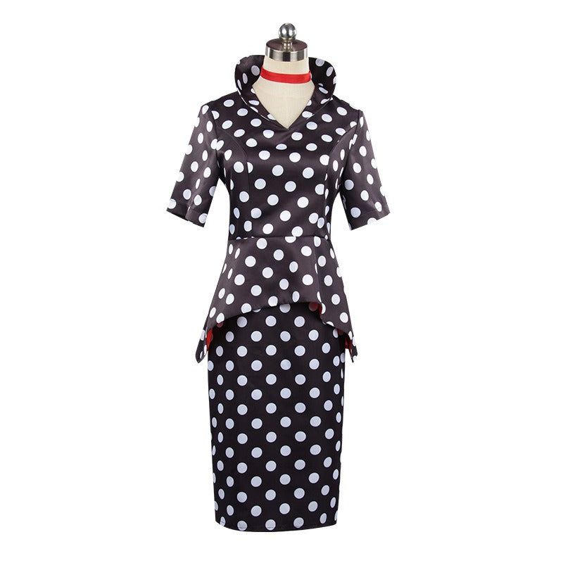Other Mother Cosplay Costume – Coraline | Black & White Polka Dot Dress Set | Women's S–3XL