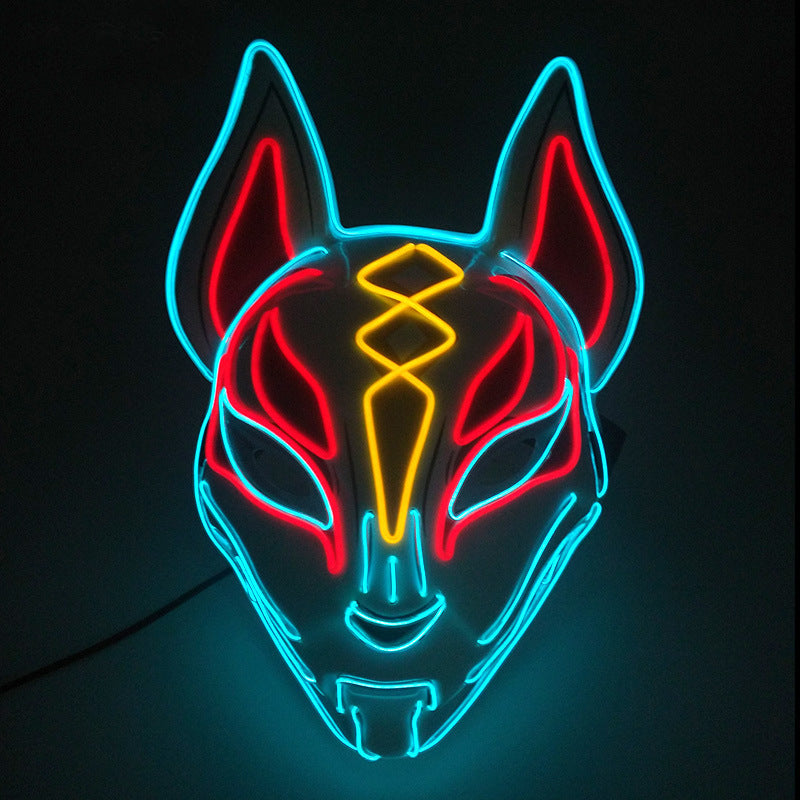 Halloween Party Glow Mask, Colorful Light Fox Mask, Costume Party Role Play LED Atmosphere Prop
