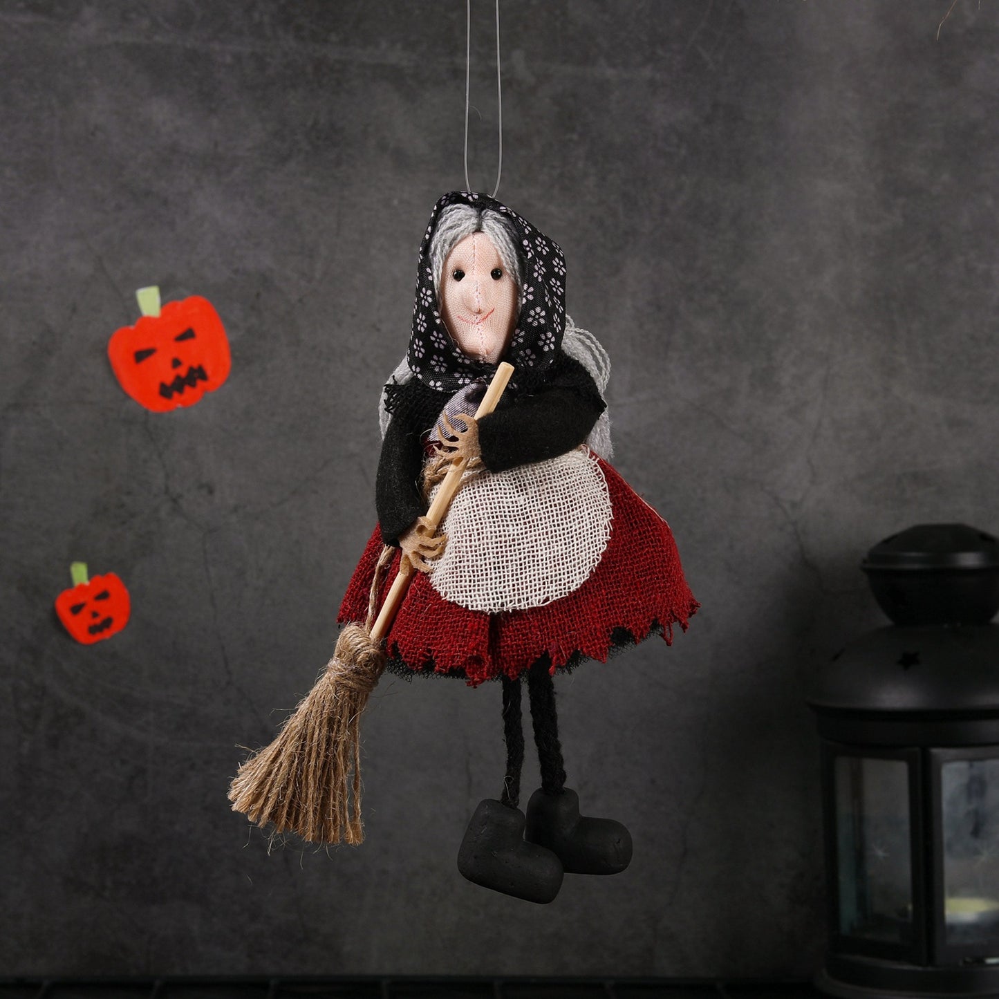 Halloween Hanging Decoration Witch Apron with Broomstick Pendant Toy for Bar, Cute Hanging Ornament for Pranks