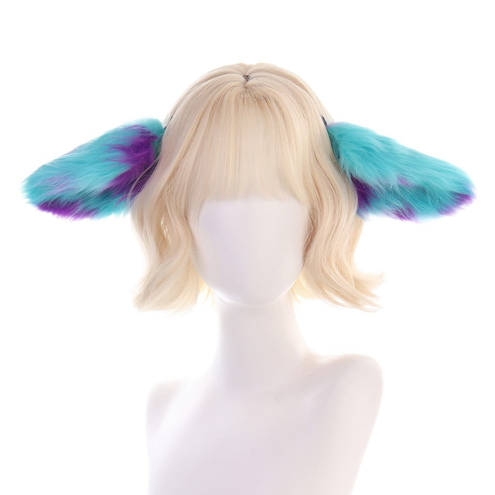 Faux Fur Sheep Cosplay Animal Ears Headband, Irregular Polka Dot Ear Hair Accessory, Halloween Headpiece, Comic Convention Prop