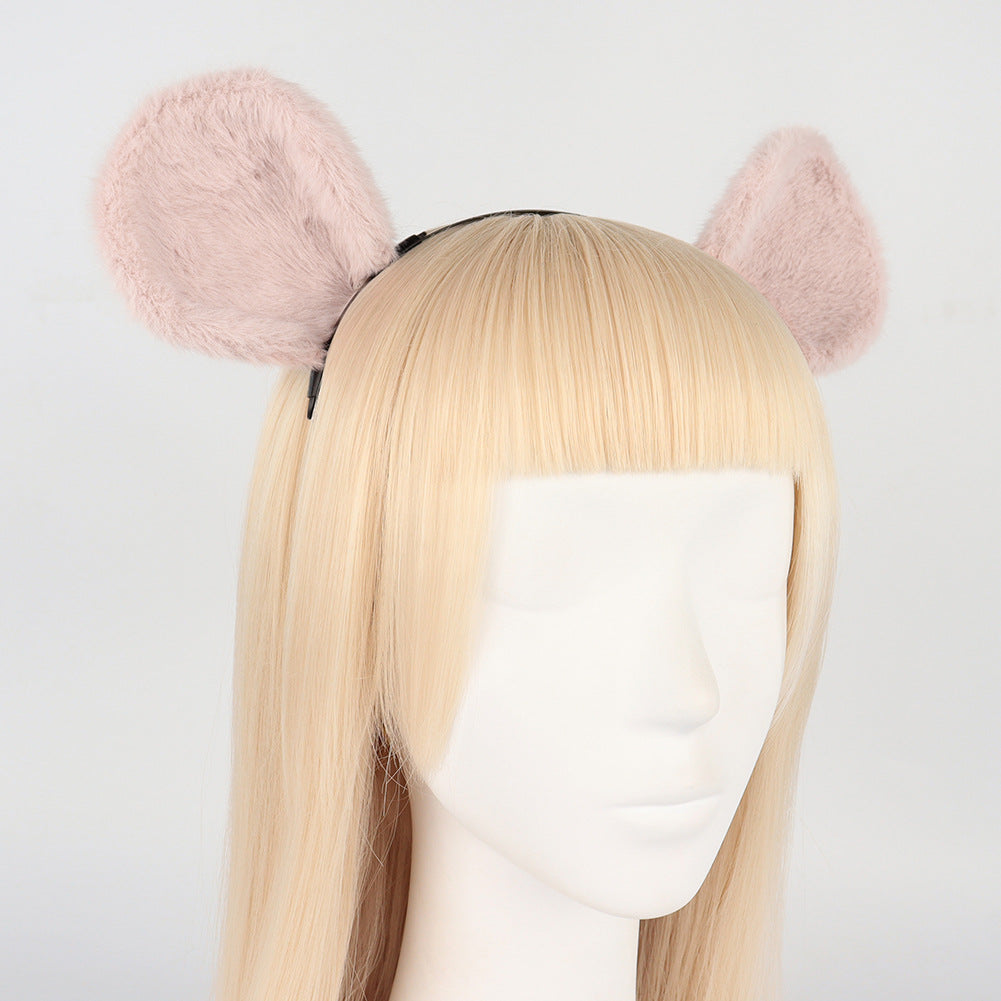 Hamster Costume Cosplay Furry Mouse Ears Headband for Anime Convention, Animal Ears and Tail Accessories
