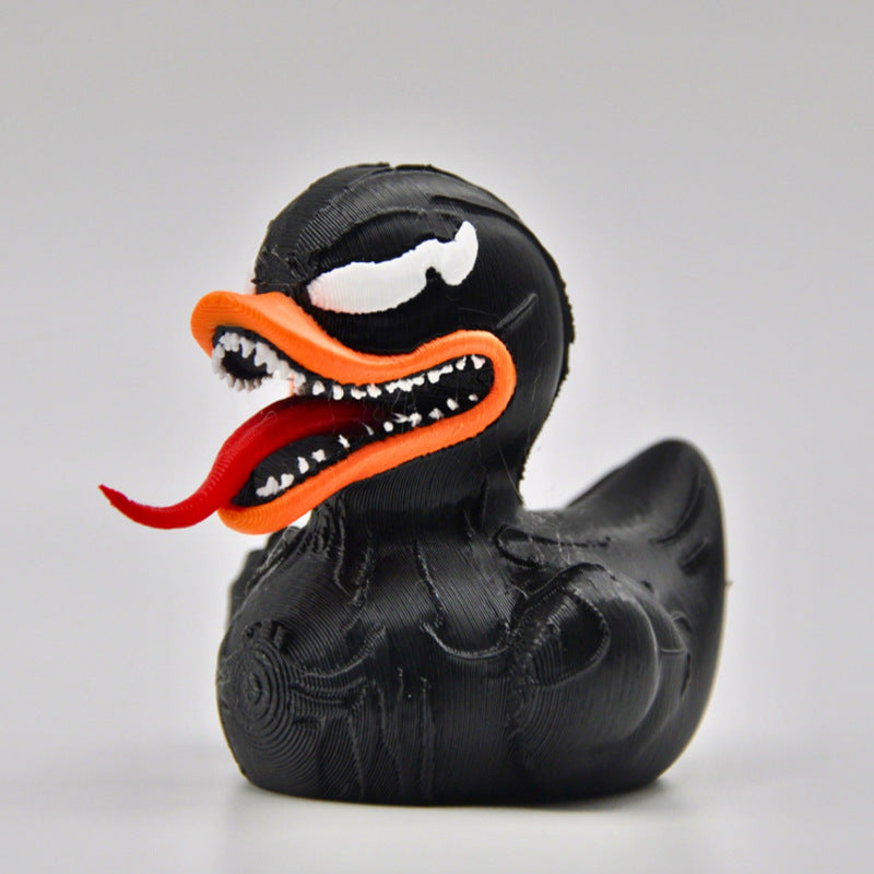 3D Printed Duck Collection Featuring Iron Man and Venom Designs - Creative Personality Toy for Desk Decoration