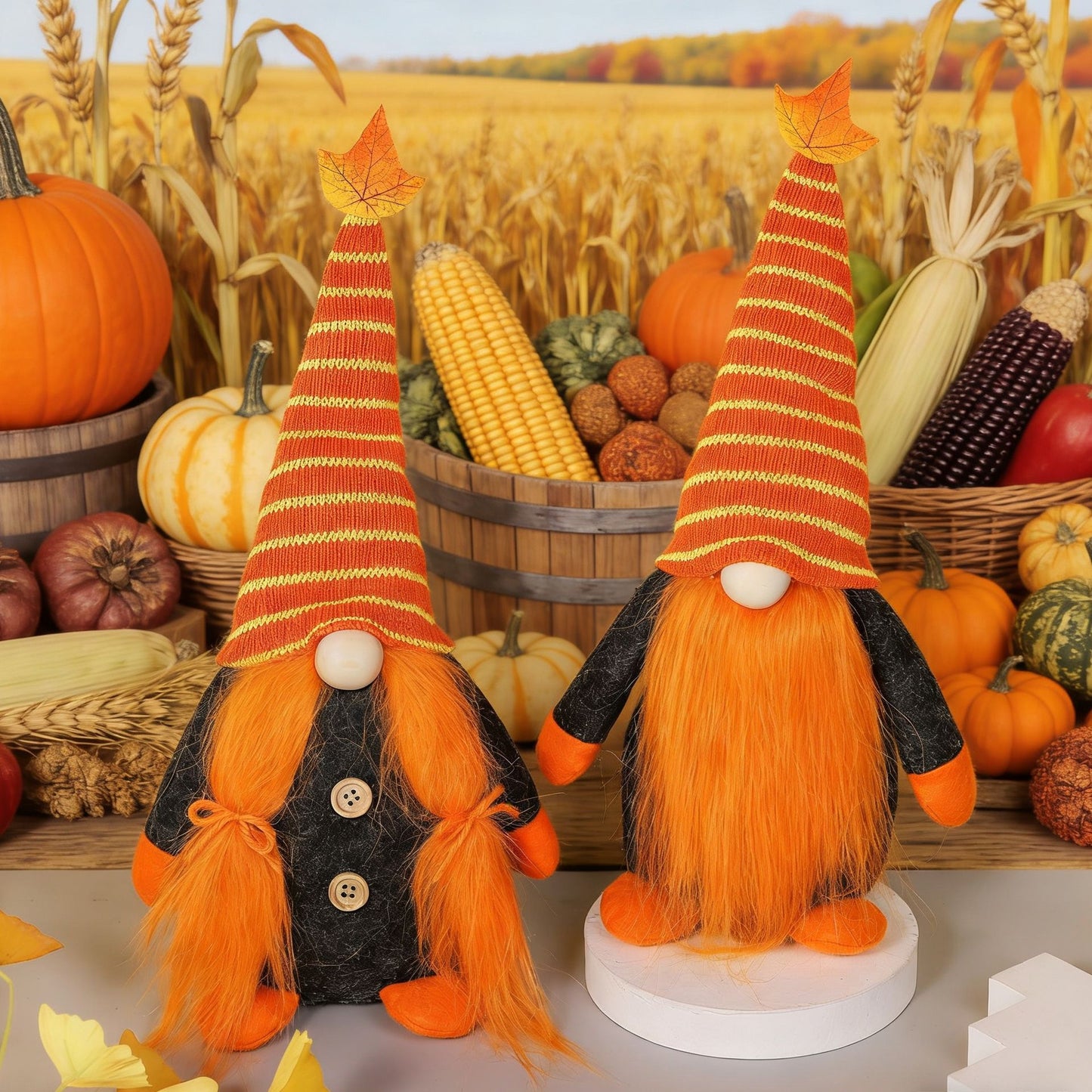 New Harvest Festival Orange Dwarf Doll Long Hat Plush Rudolph Santa Decoration Props