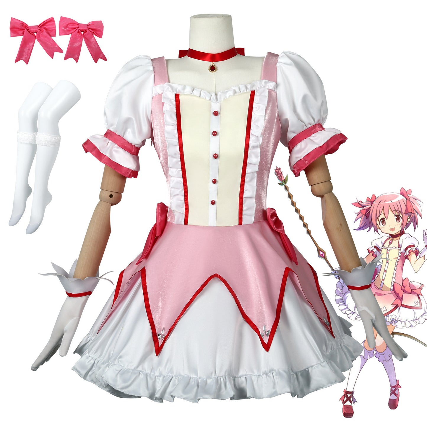 Madoka Kaname Cosplay Costume – Puella Magi Madoka Magica | Magical Girl Dress Set with Wig | XS–3XL