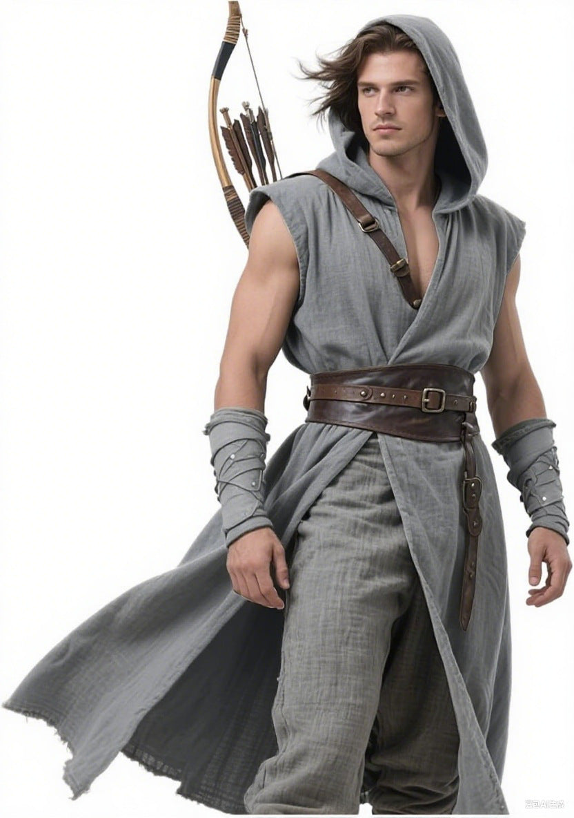 Medieval Sleeveless Cloak Renaissance Short Cape Men's Halloween LARP
