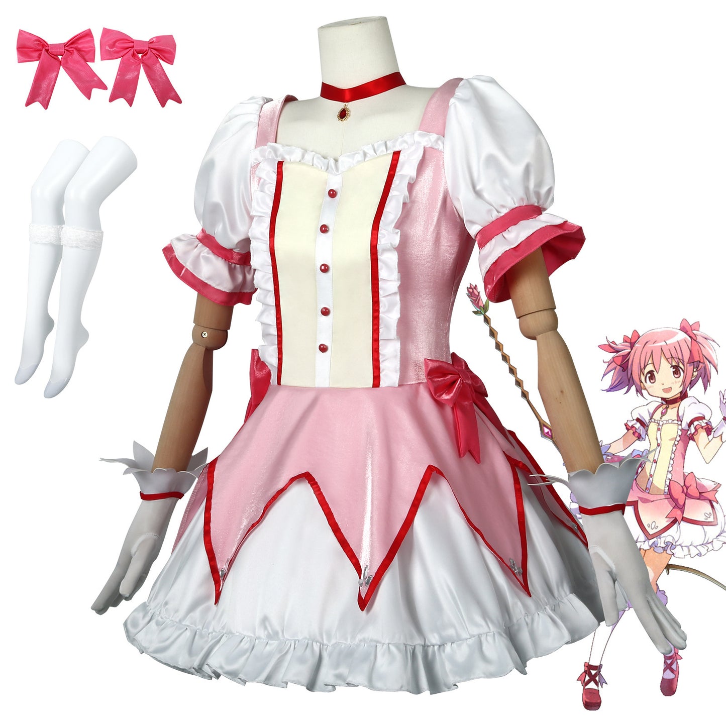 Madoka Kaname Cosplay Costume – Puella Magi Madoka Magica | Magical Girl Dress Set with Wig | XS–3XL