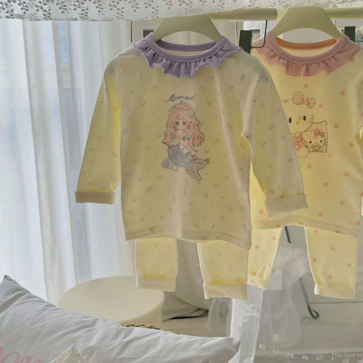 Cute Princess Children's Homewear Set Long Sleeve Long Pants Two-Piece Kids Pajamas for Girls