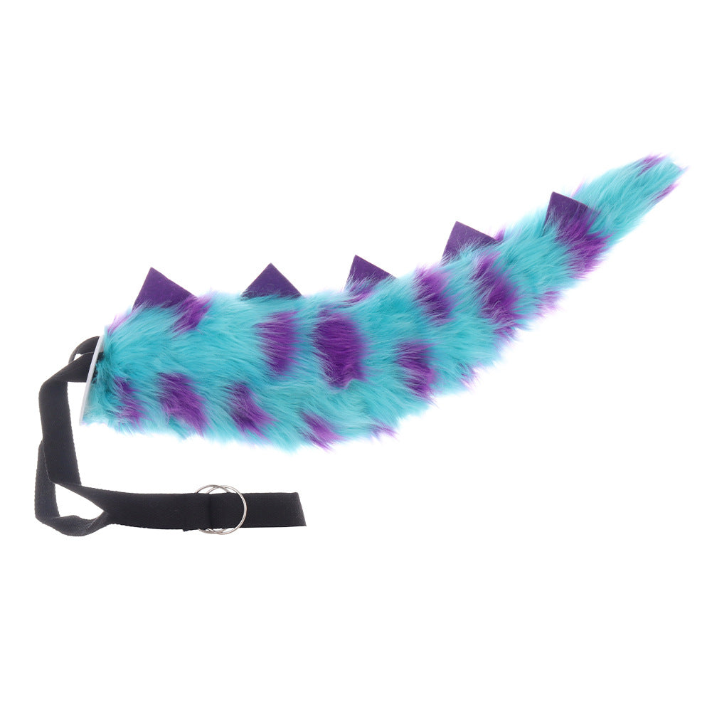 Halloween Green Dinosaur Tail Cosplay Monster Sulley Tail Adjustable Children's Performance Stage Prop