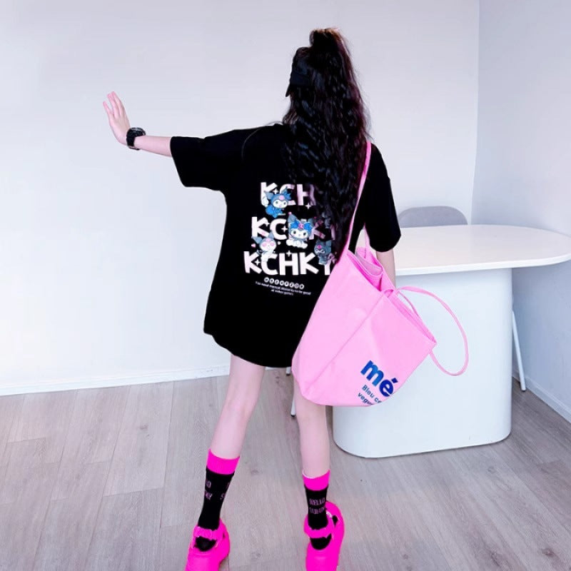 Cool Mid-Length Short Sleeve T-Shirt for Girls