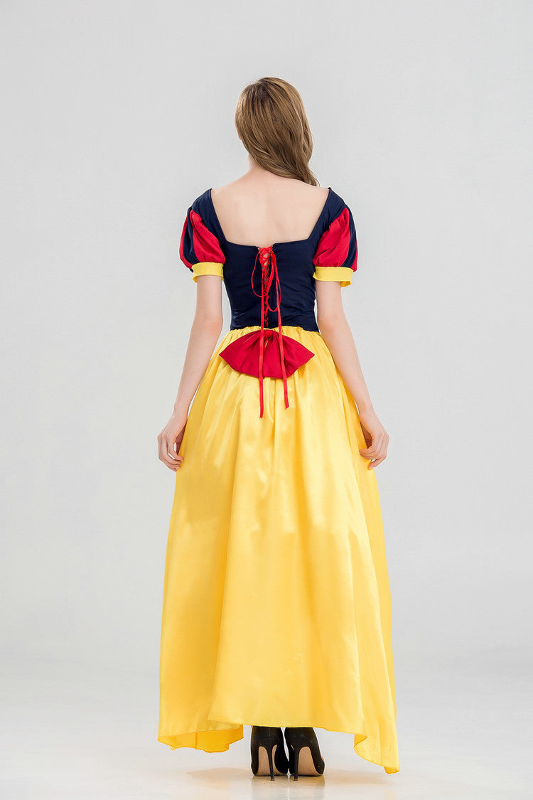 Snow White Cosplay Gown – Snow White and the Seven Dwarfs (Disney) | Navy, Red & Yellow Floor-Length Dress | M–XL