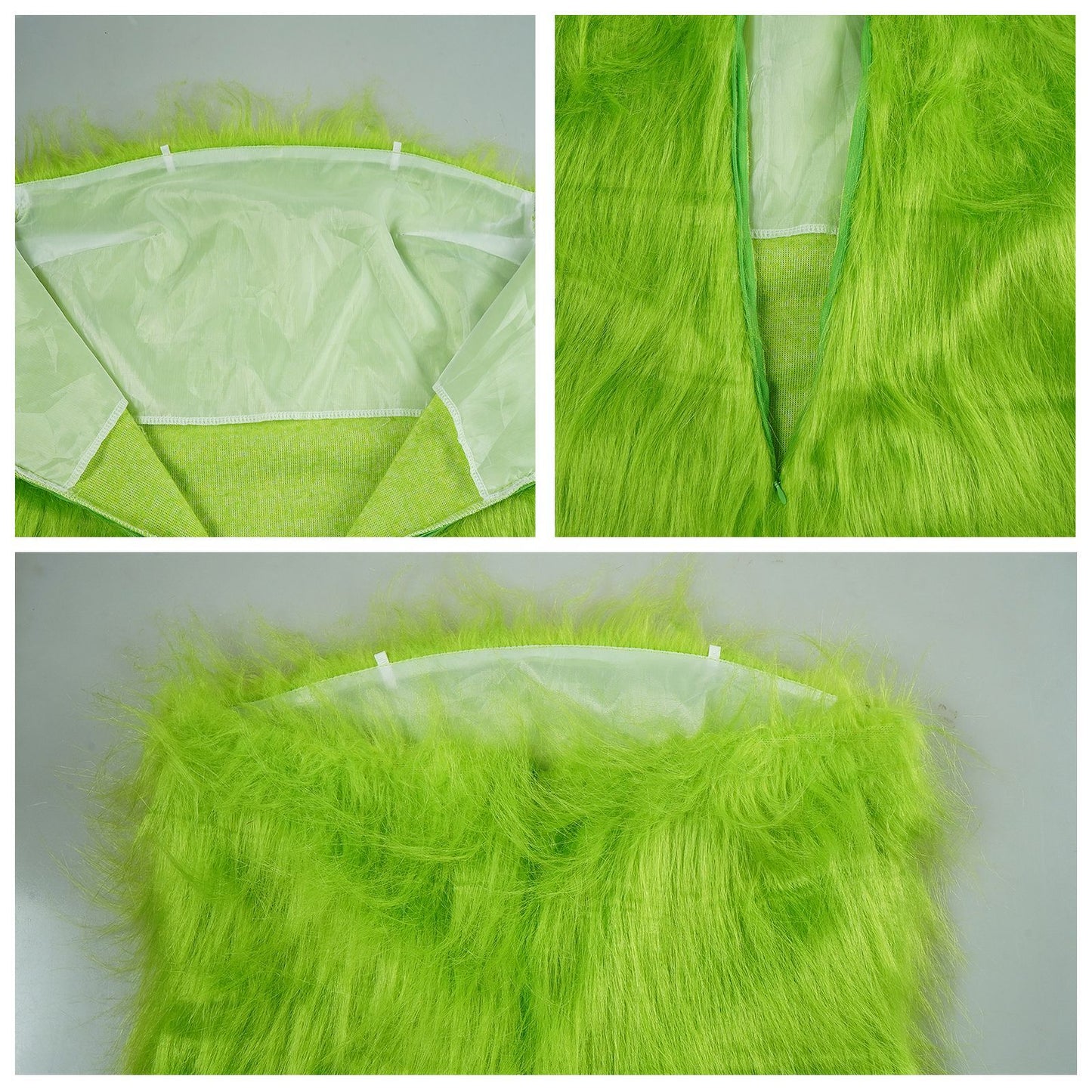 Green Monster Christmas Costume Dress – Faux Fur Mini Dress | Women's XS–3XL