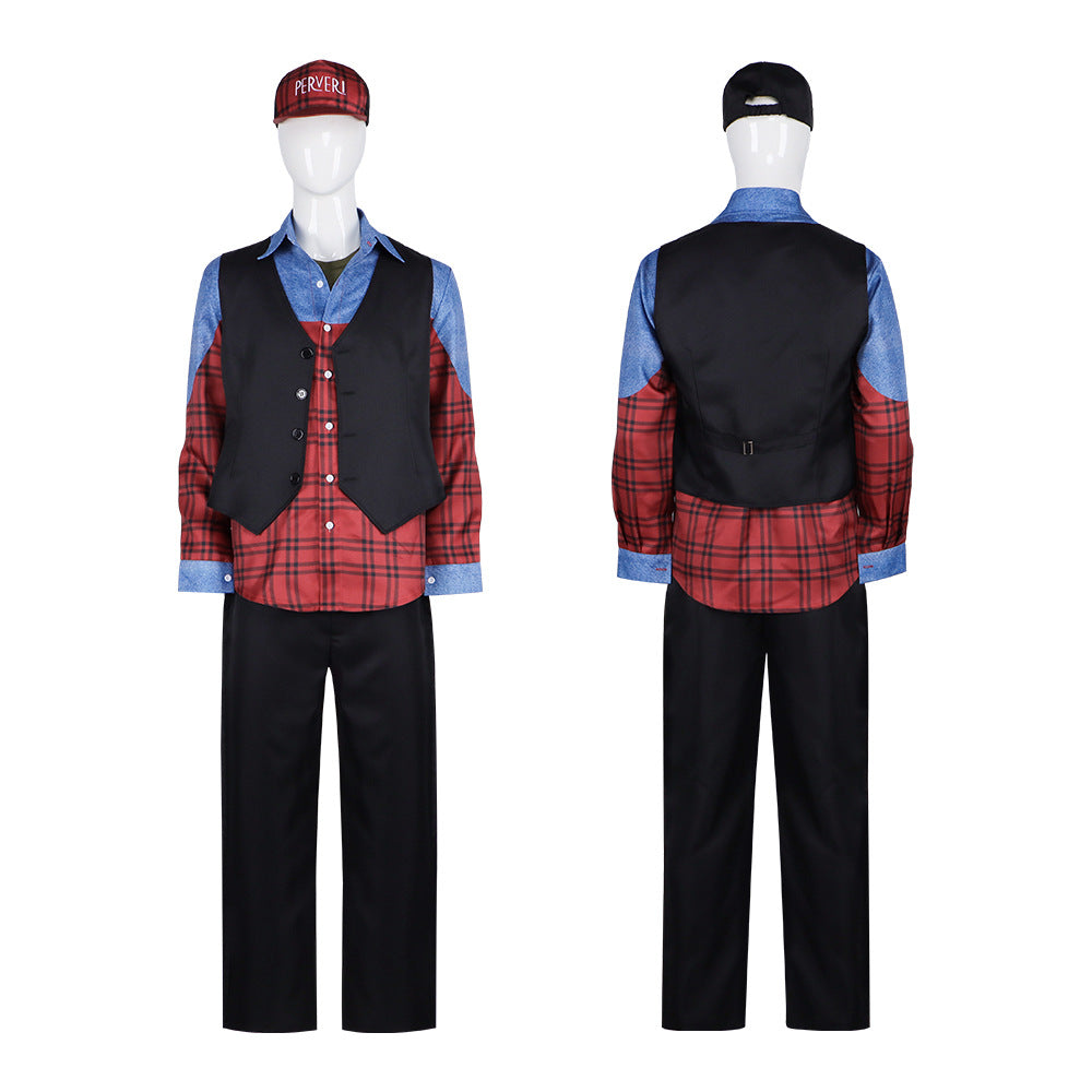Robbie Williams Cosplay Costume – Better Man (2024 Film) | Plaid Shirt, Vest & Cap Set | Unisex S–3XL