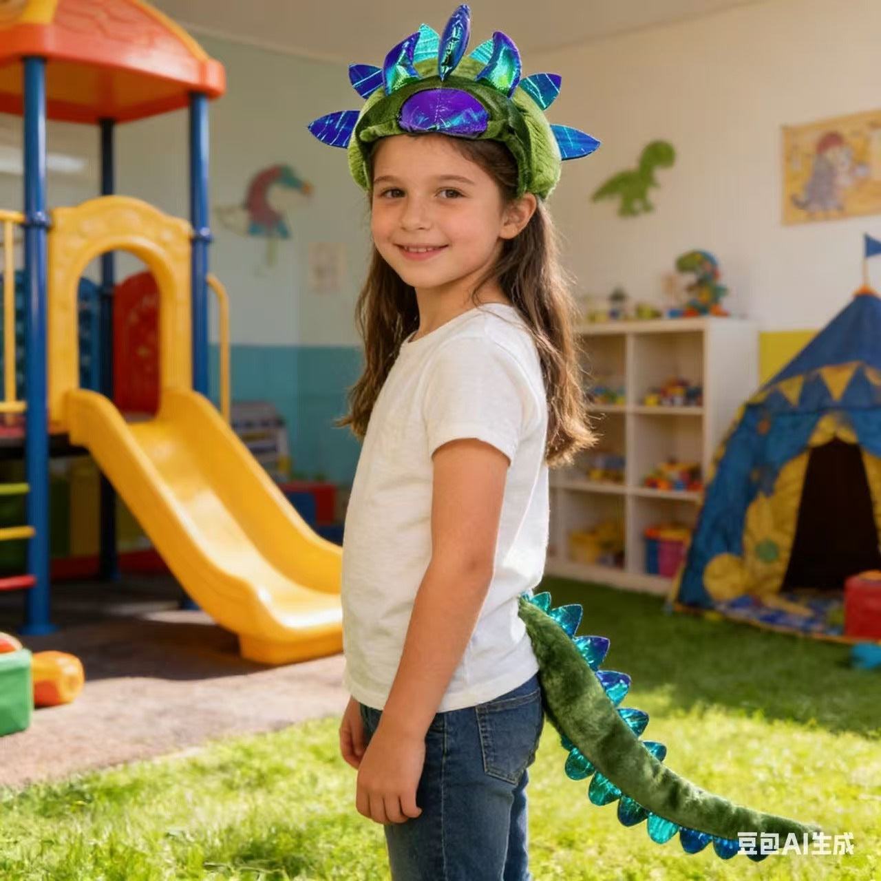 Holiday Children's Hat Hairband, Halloween Headwear, Snowflake Headband for Girls, Cute Dinosaur Christmas Party Accessory