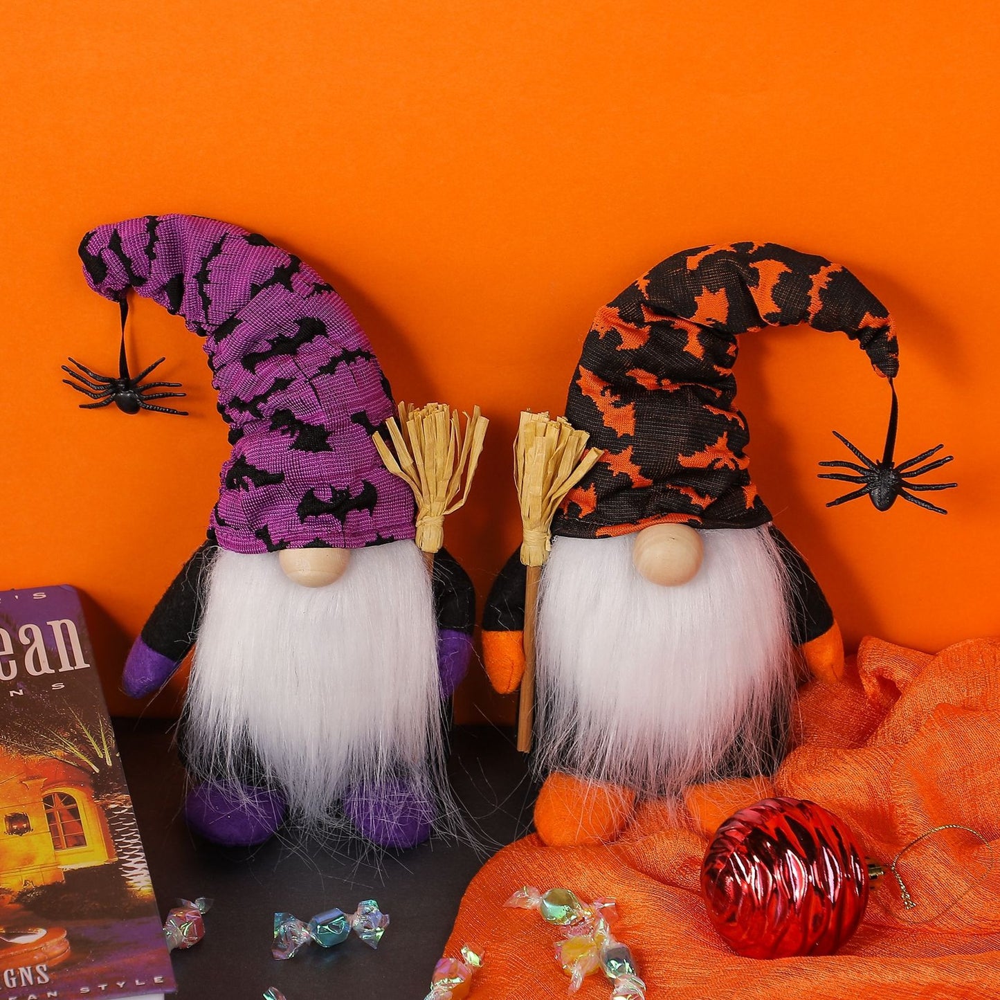 Halloween Decoration Faceless Dwarf Doll Figure Spider Bat Party Atmosphere Prop