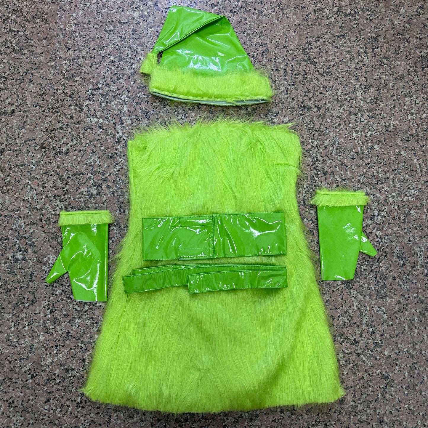 Green Monster Costume – Sexy Faux Fur Strapless Mini Dress with Hat & Gloves | Women's S–XL