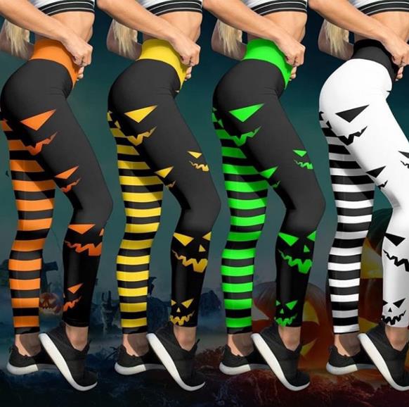 Halloween Pumpkin Print Leggings — Bottoms