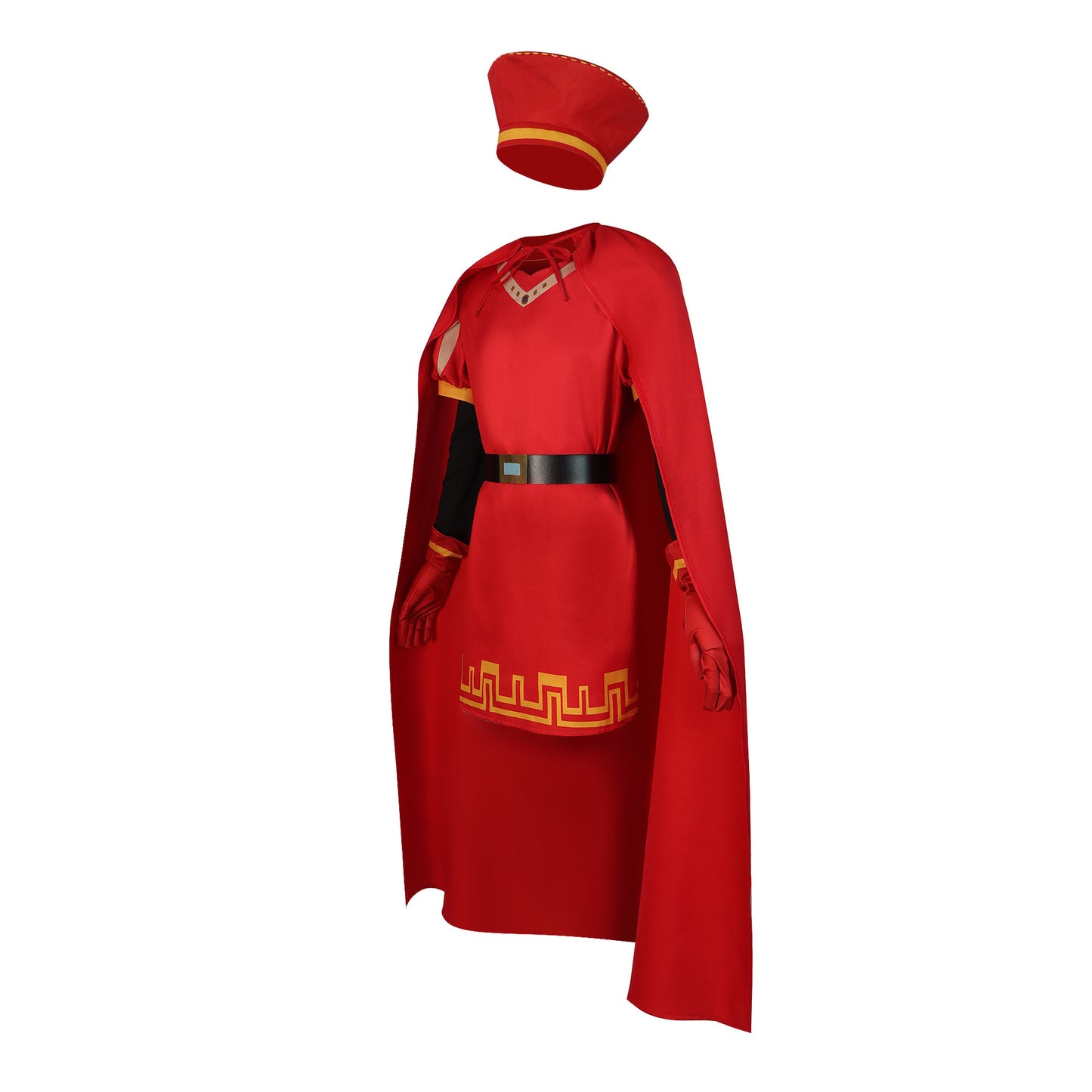 Lord Farquaad Cosplay Costume – Shrek | Red Tunic, Floor-Length Cape, Gold Belt, Arm Guards & Hat | Kids & Adults