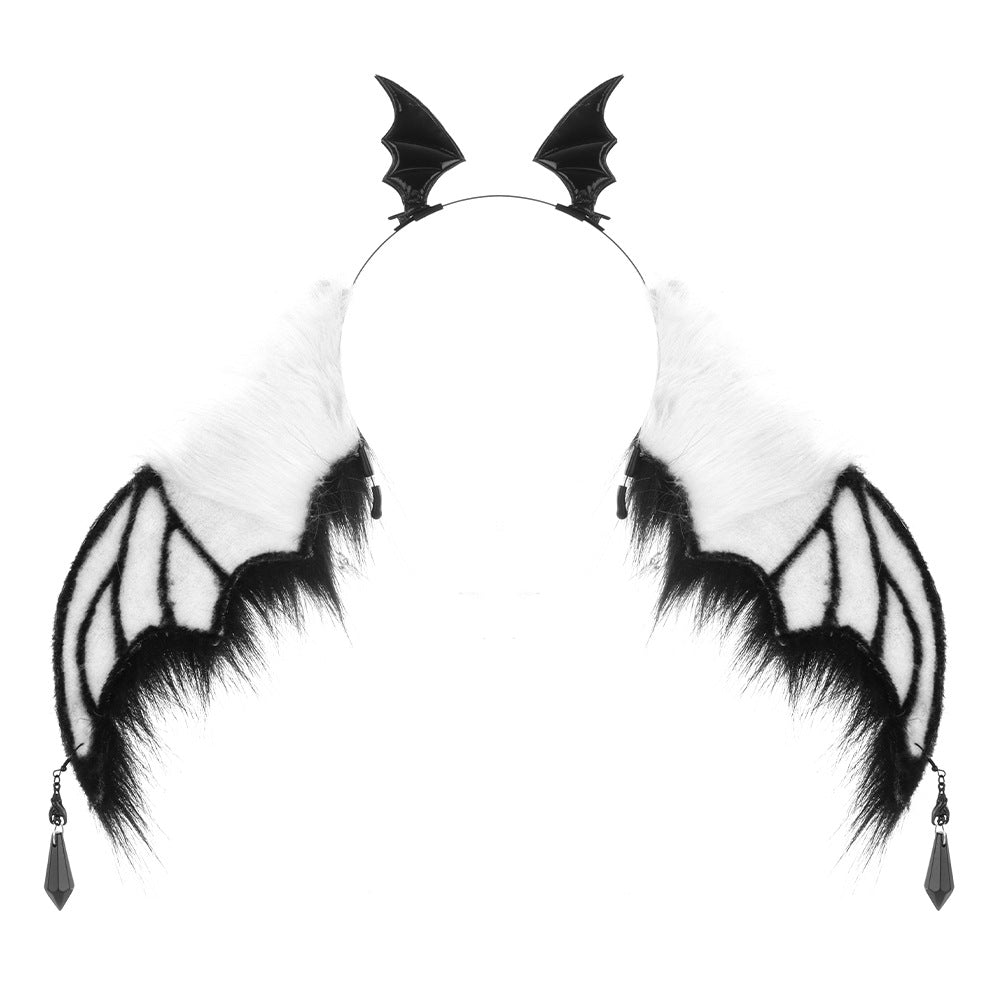 Dark Style Devil Bat Headband Halloween Convention Devil Horns Cosplay Bendable Animal Ears Performance Prop
