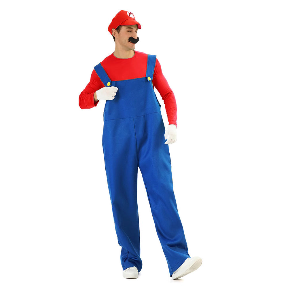 Halloween Costume Party Outfit Mario Cosplay Costume for Men and Women Adult Clothing Mario Performance Costume Wholesale