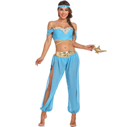Sexy Aladdin Lamp Jasmine Princess Dress Cosplay Costume Festival Party Outfit Halloween Costume