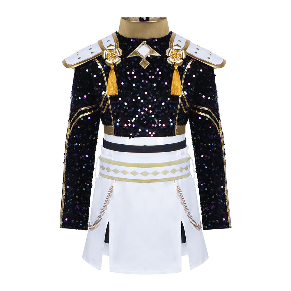 Lumi, Zoe & Mira Cosplay Costume – Wuthering Waves | Black Sequin Military Stage Outfit | Adults & Kids