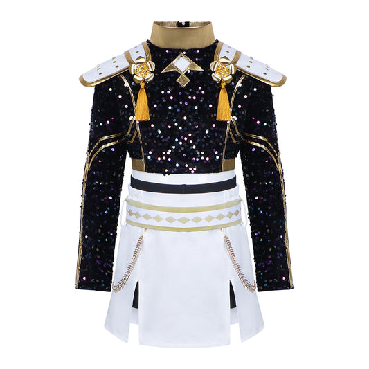 Lumi, Zoe & Mira Cosplay Costume – Wuthering Waves | Black Sequin Military Stage Outfit | Adults & Kids