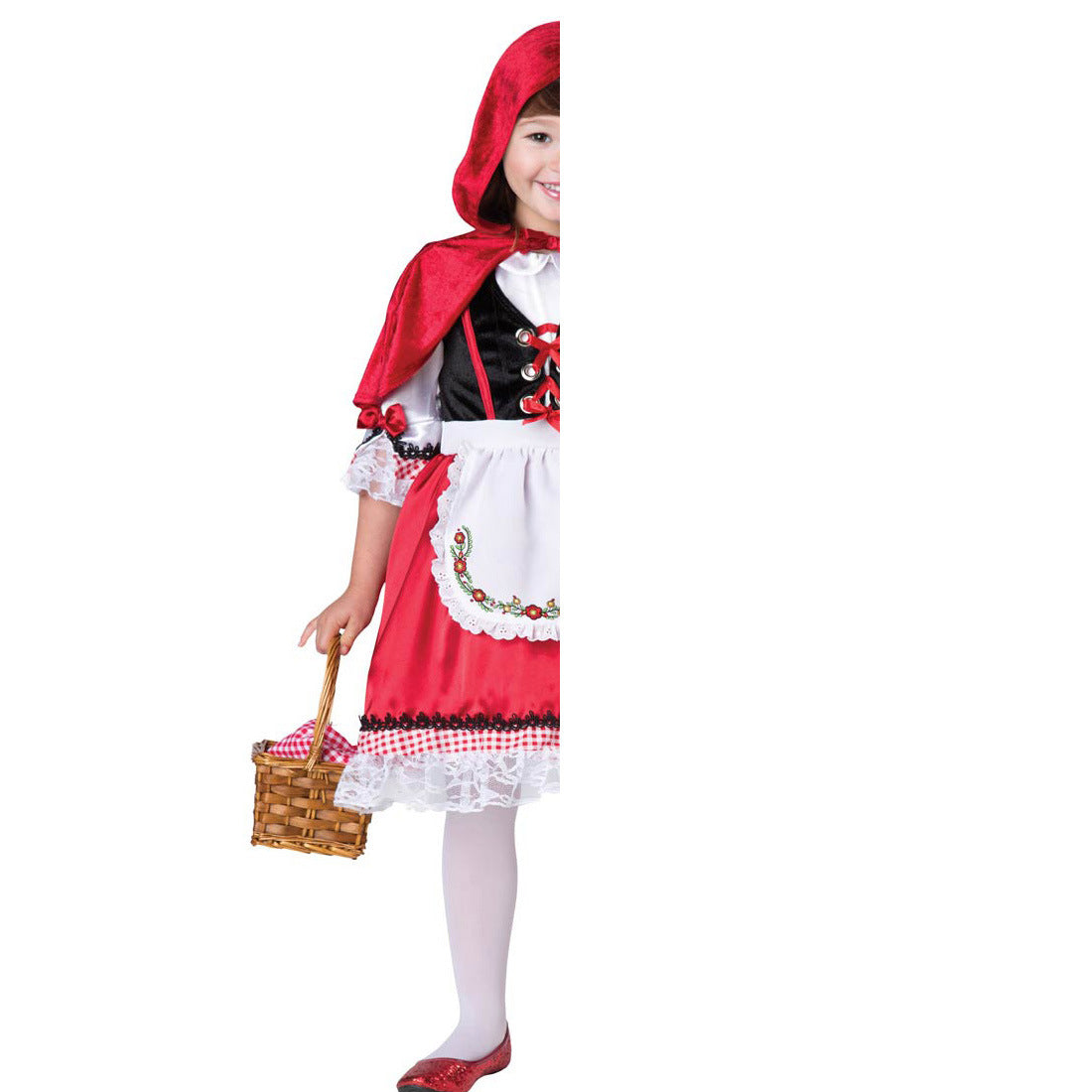 Halloween Costume for Girls Kids Role Play Cute Anime Little Red Riding Hood Stage Costume Performance Dress