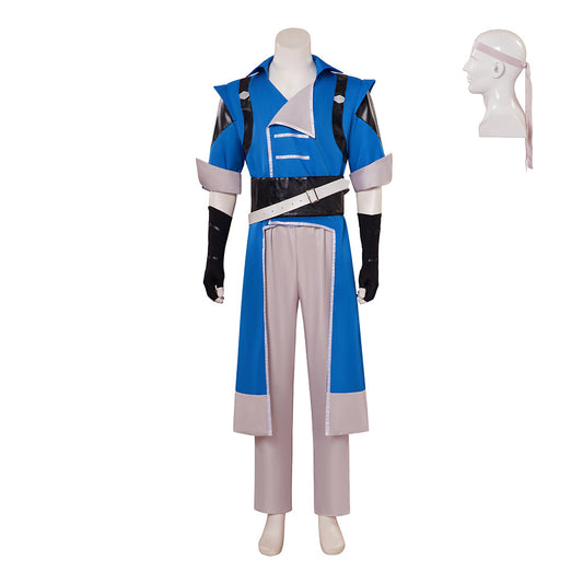 Richter Belmont Cosplay Costume – Castlevania | Blue Tunic, Grey Trousers, Shoulder Armor, Gloves & Headband | S–2XL