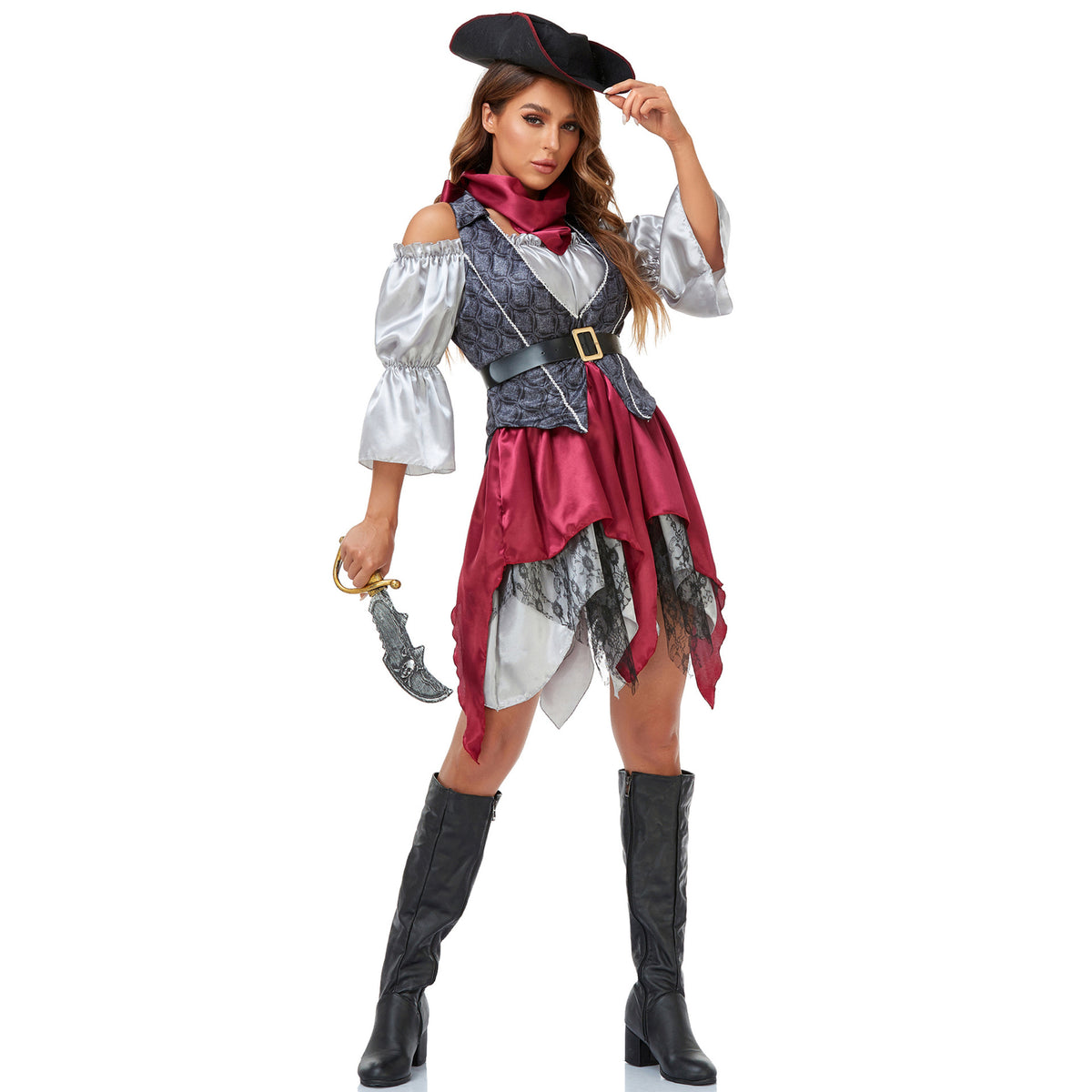Vintage Caribbean Pirate Costume for Women - Cosplay Halloween Stage Performance Outfit