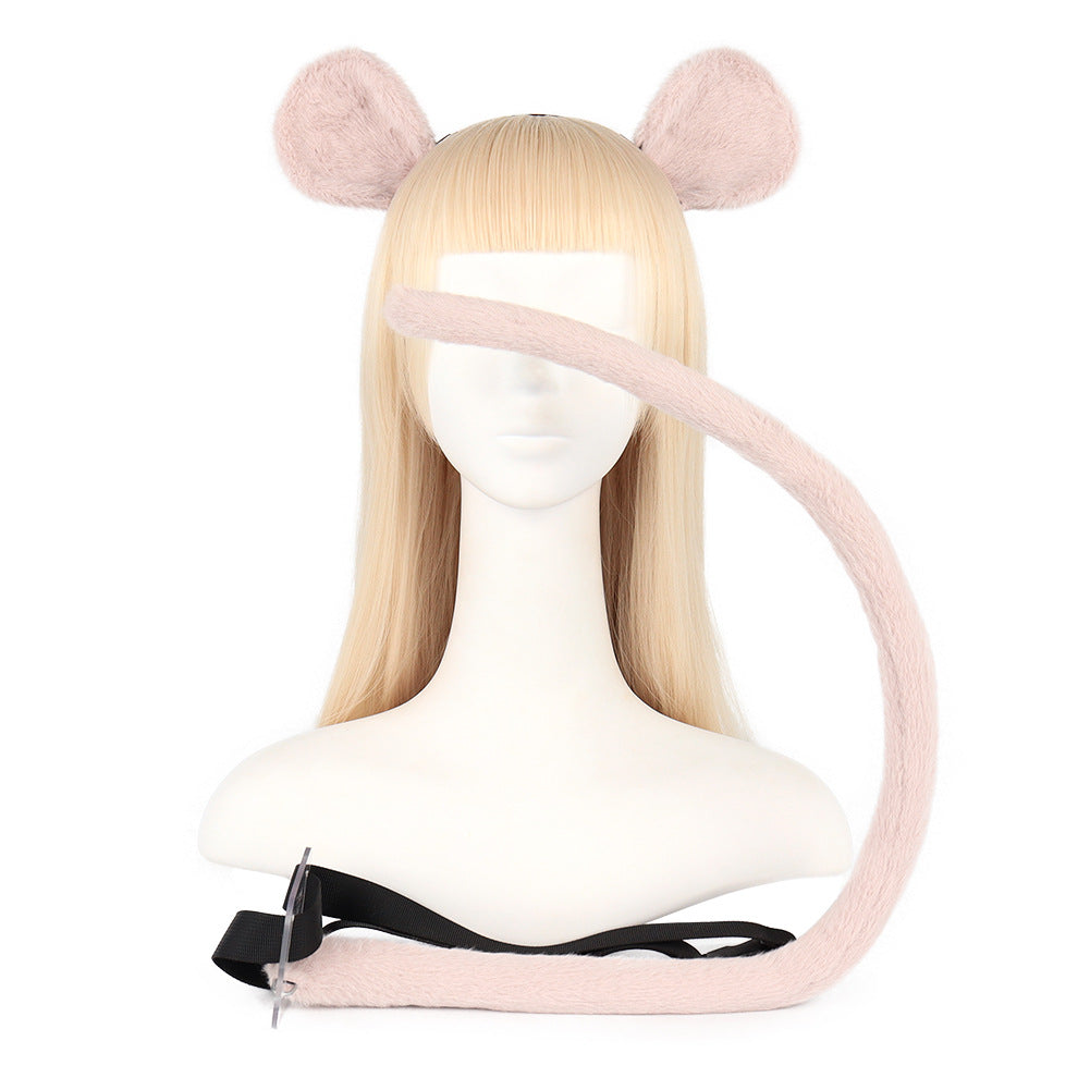 Hamster Costume Cosplay Furry Mouse Ears Headband for Anime Convention, Animal Ears and Tail Accessories