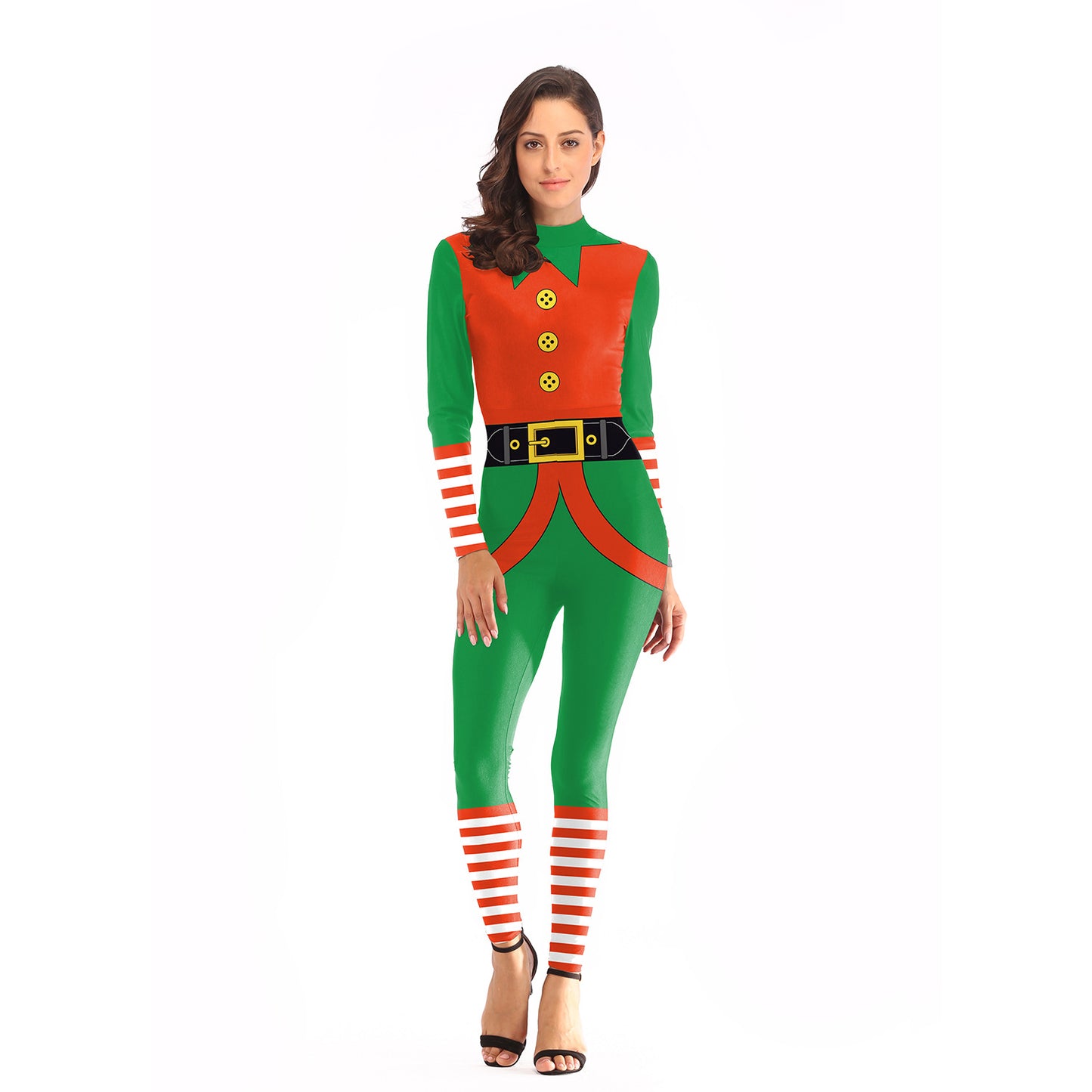 Women's Christmas 3D Print Bodysuit Jumpsuit – Santa & Elf Trompe-l’Œil Print | 5 Styles | S–XL