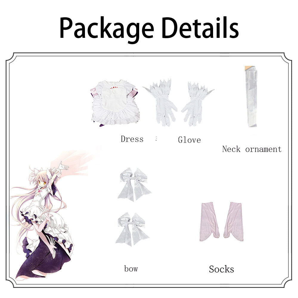 Madoka Kaname Goddess Cosplay Costume – Puella Magi Madoka Magica | White & Purple Ruffle Dress with Angel Wings | XS–3XL