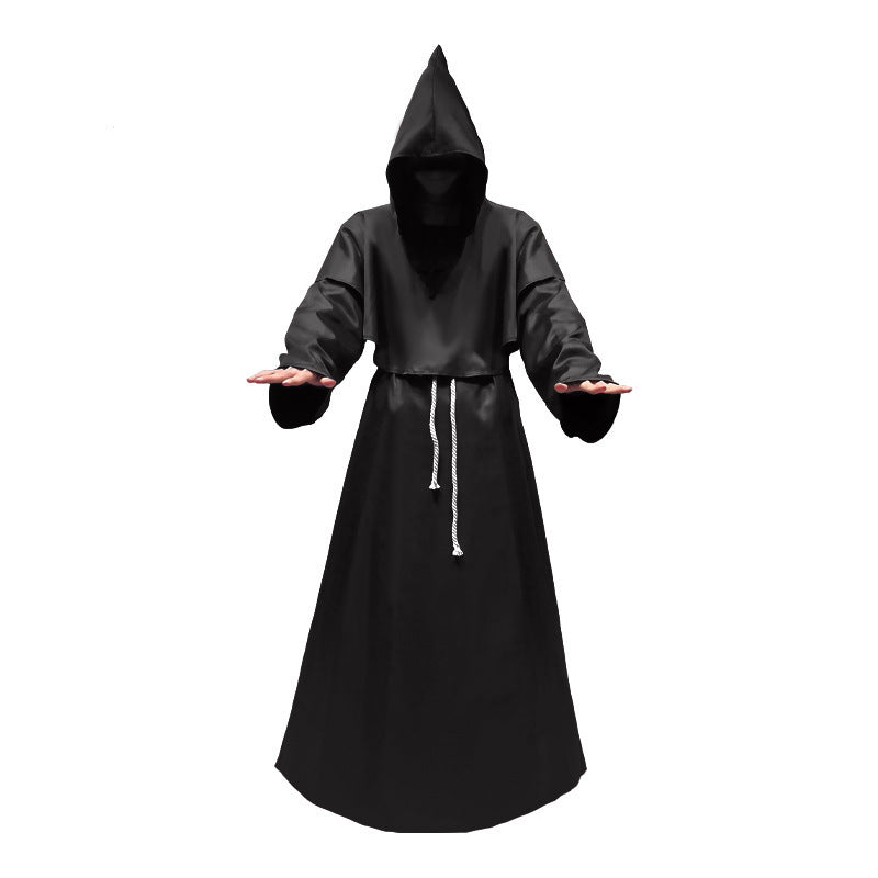 Halloween Vintage Medieval Monk Costume  Priest Robe Pastor Costume Wizard Cosplay Stage Performance Costume