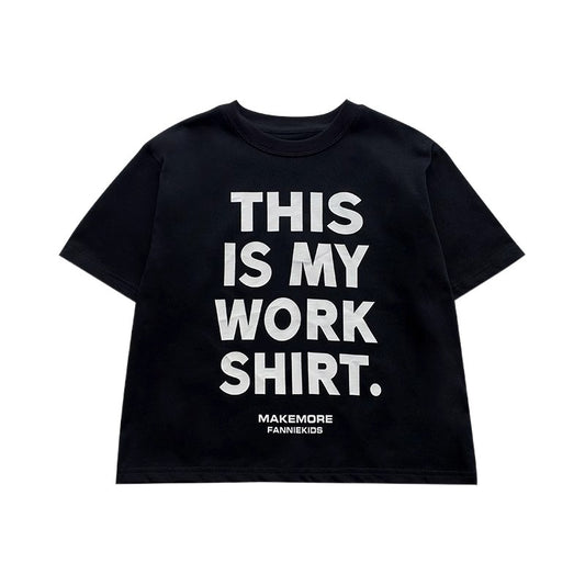 Casual Boy's Short Sleeve Lightweight Letter Print Black Cool Kids Stylish Children's Top
