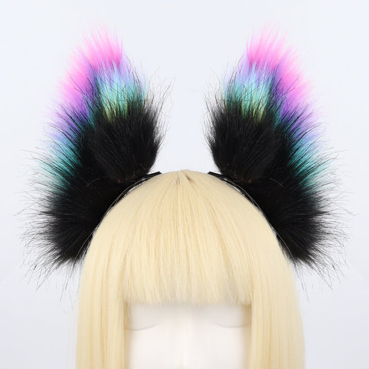 Handmade Colorful Plush Cat Ear Fox Headband Accessory Realistic Animal Ears Lolita Animal Ears Headband Summer Style