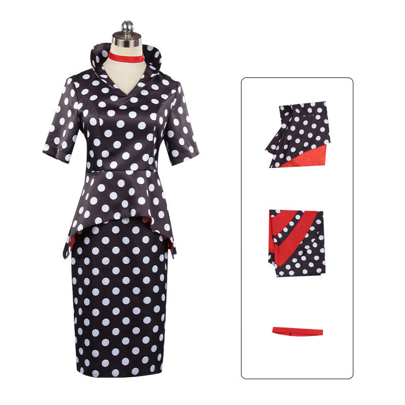 Other Mother Cosplay Costume – Coraline | Black & White Polka Dot Dress Set | Women's S–3XL