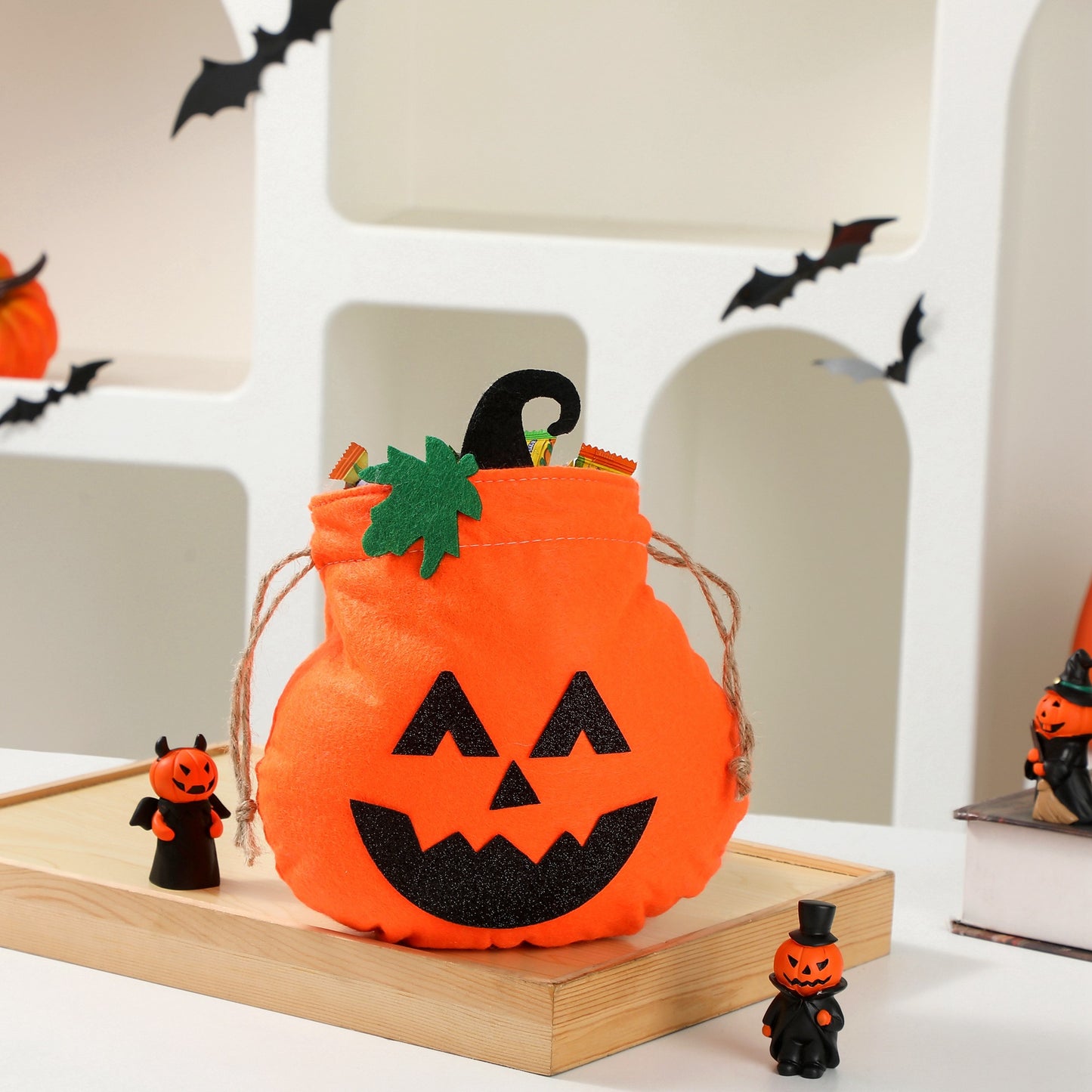 Halloween Decorative Pumpkin Face Tote Bag for Kids Candy Gift Bag Pumpkin Bag