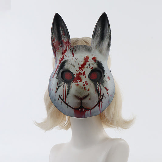 Halloween Mask Bloody Horror Rabbit Face Cover Rabbit Ears Mask Cosplay Costume Party Prop