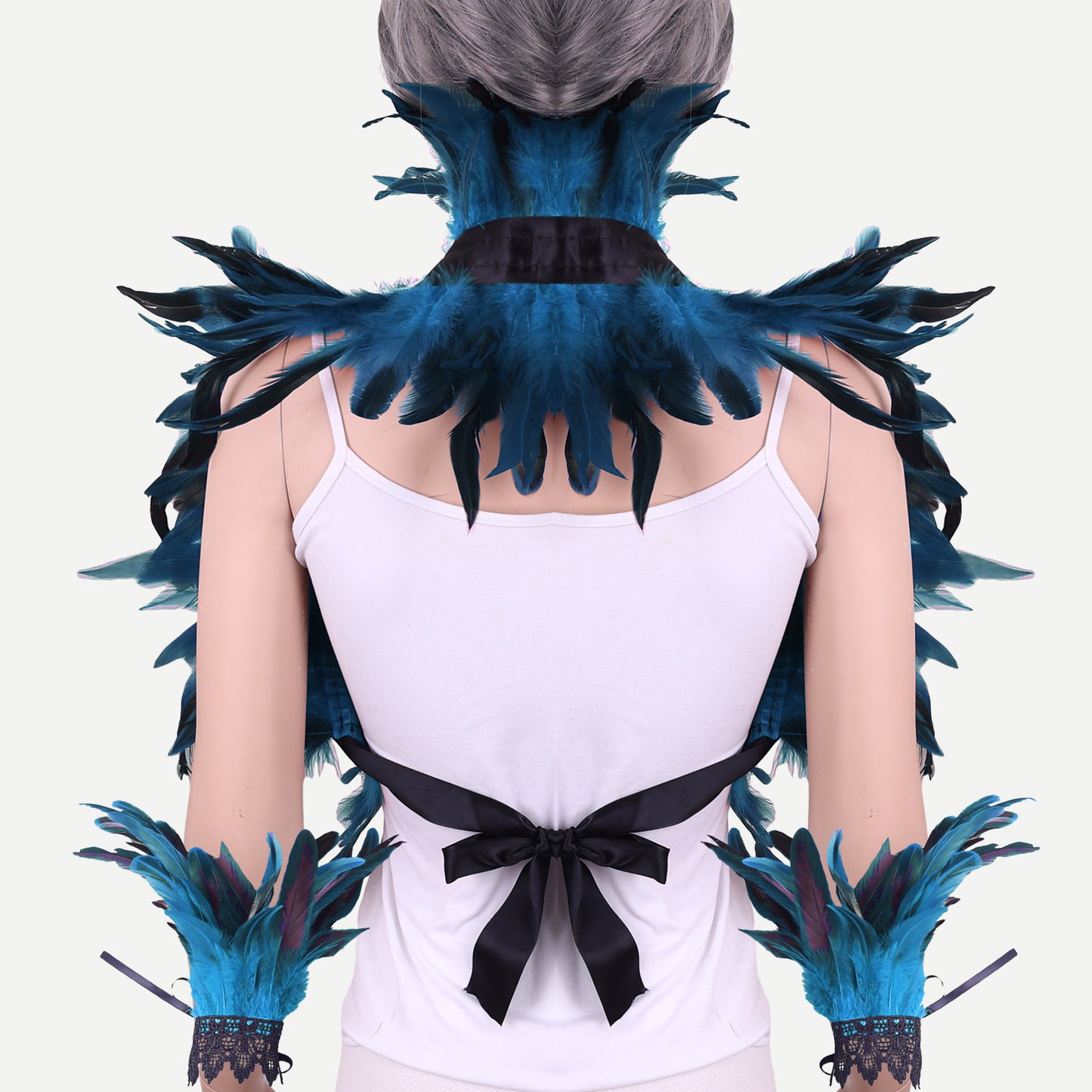 Halloween Feather Shawl Bracelet Set Feather Shawl Punk Feather Party Costume Festival Outfit
