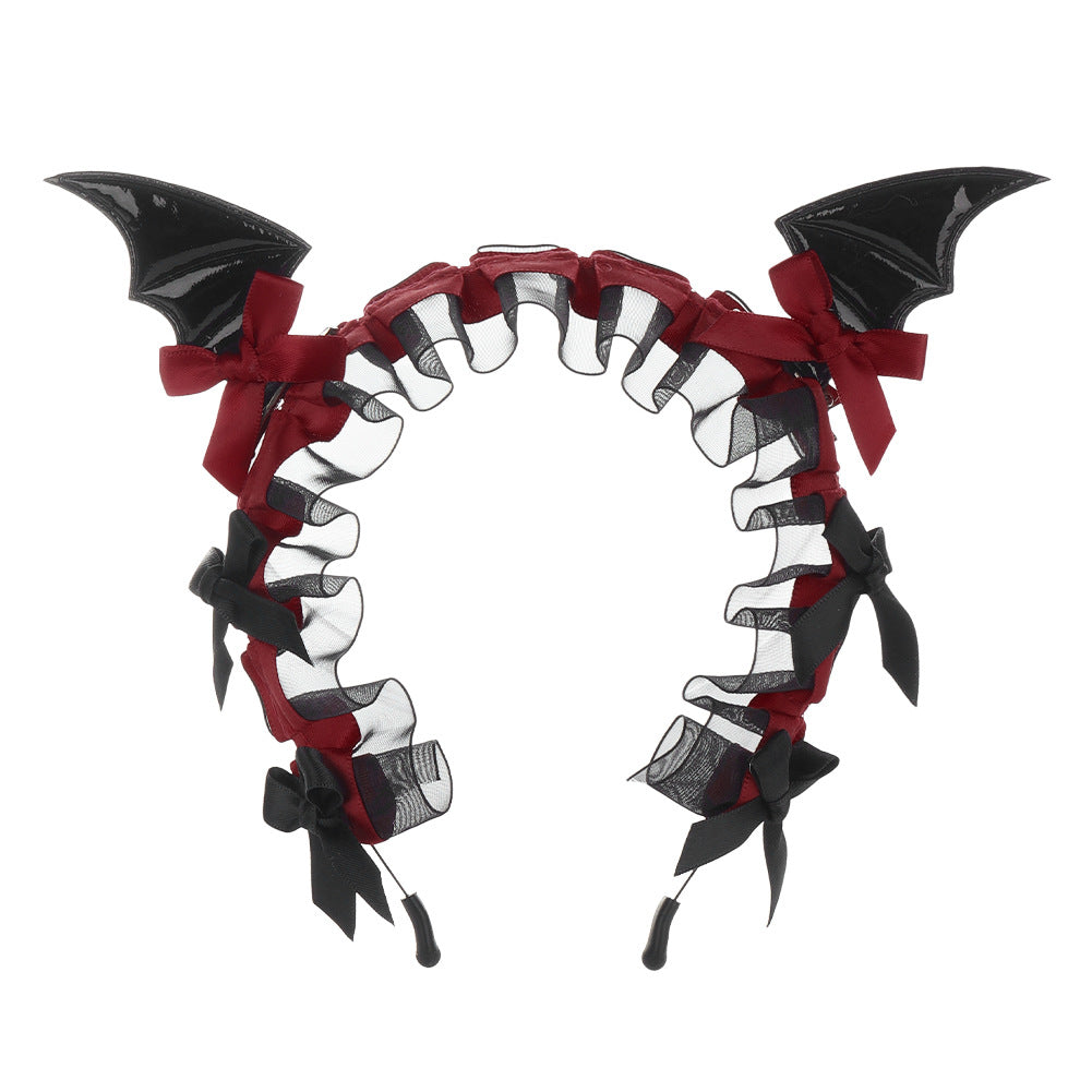 Halloween Bat Lace Headband Dark Gothic Lolita  Hair Accessory Cosplay Live Streaming Headwear Prop
