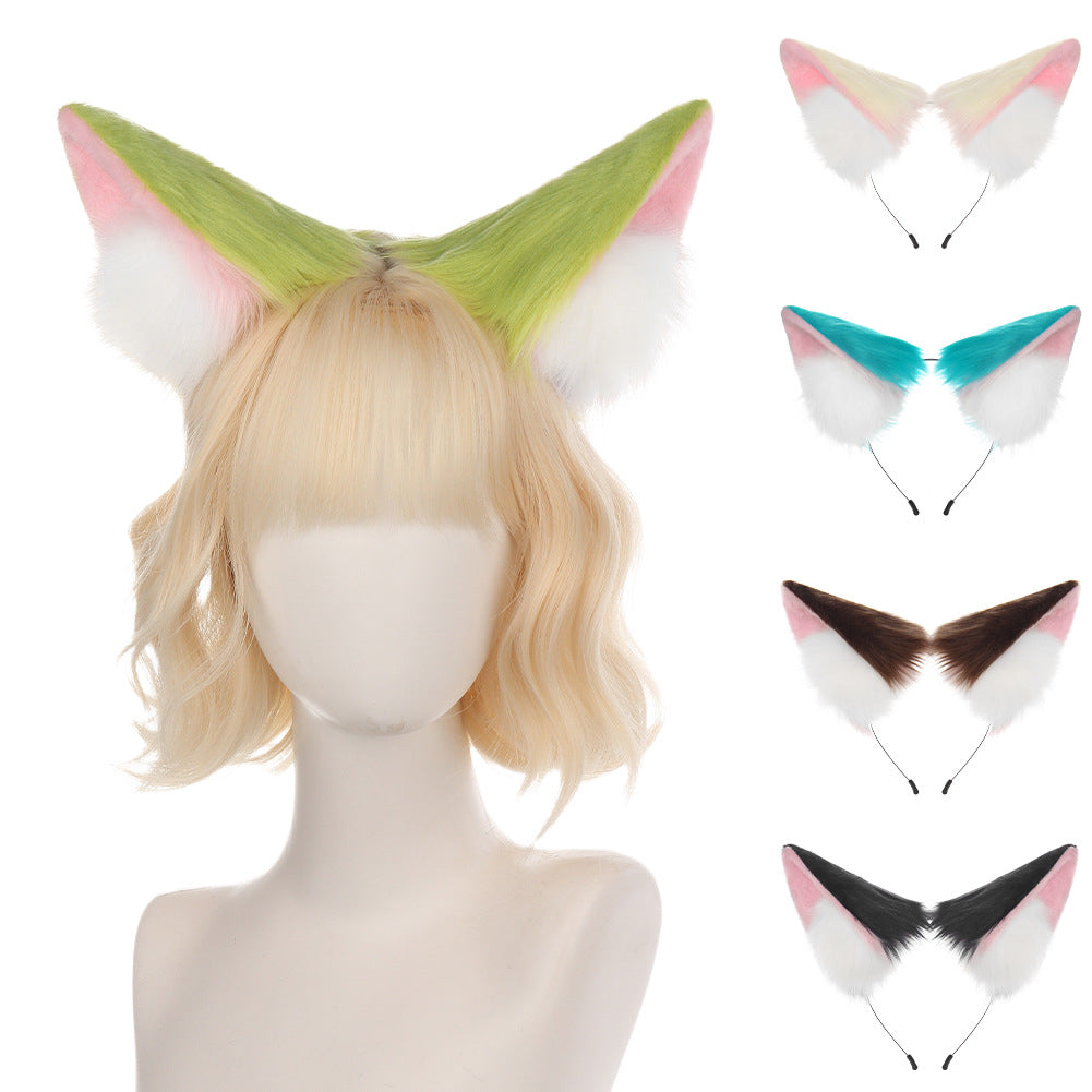 Halloween Plush Cat Girl Ears Realistic Fox Headpiece Cosplay Prop Handmade Animal Ears Hairband Comic Convention Hair Accessory