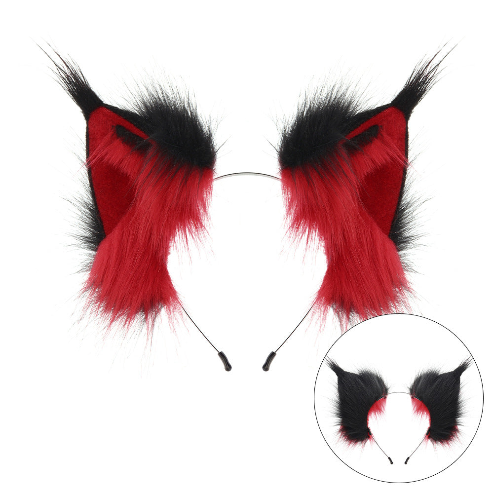 Handmade Realistic Lynx Ears Halloween Plush Headband Cosplay Hair Accessory Wildcat Ear Hair Decoration for Comic Con