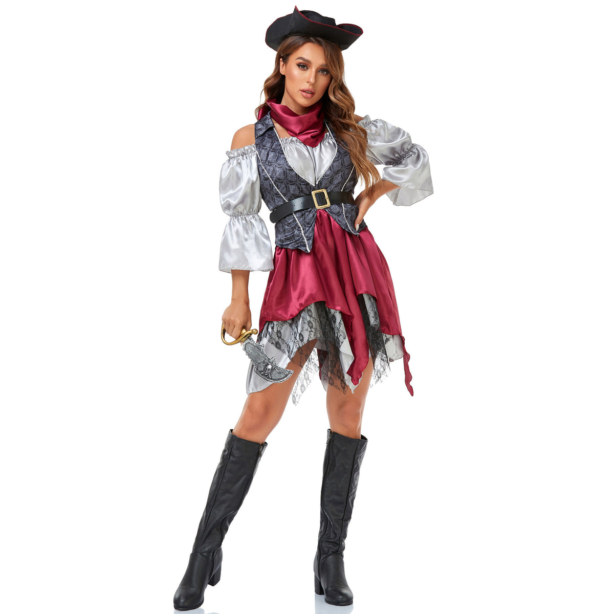 Vintage Caribbean Pirate Costume for Women - Cosplay Halloween Stage Performance Outfit